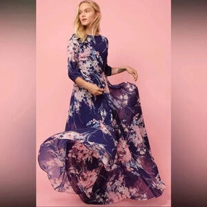 Yumi Kim Woodstock Maxi Dress XS Botanical Garden Floral Navy